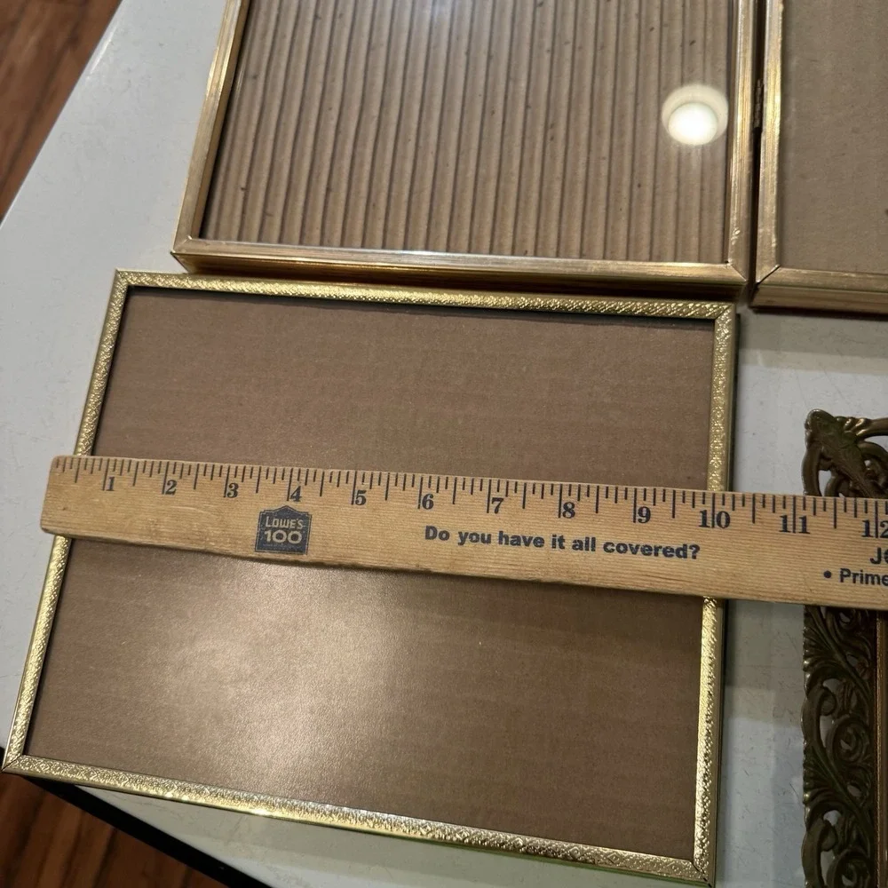Lot Of 3 Mix N Match Ornate Picture Photo Frames Gold Metal‎ Vintage Hinged